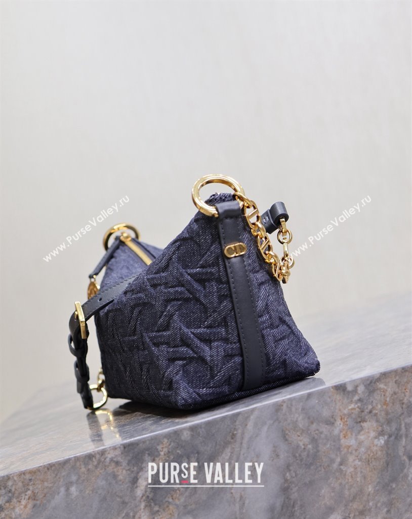 Dior Diorstar Hobo Bag with Chain in Blue Graphic Cannage Denim 2024 M3202 (XXG-241101037)