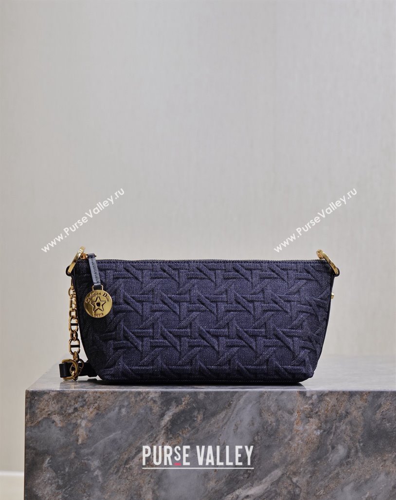 Dior Diorstar Hobo Bag with Chain in Blue Graphic Cannage Denim 2024 M3202 (XXG-241101037)