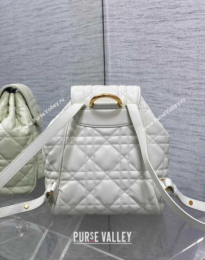Dior Medium Dior Caro Backpack Bag in Macrocannage Lambskin White 2024 (XXG-241101010)