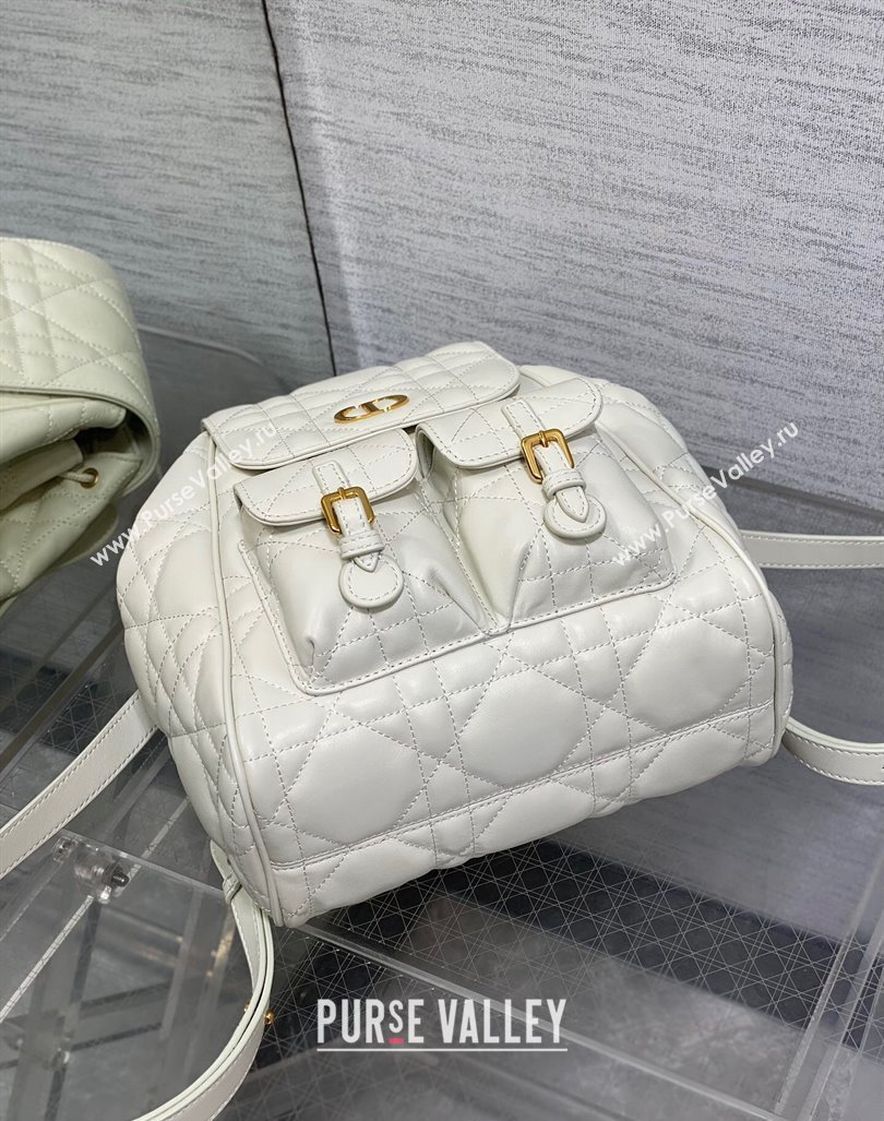 Dior Medium Dior Caro Backpack Bag in Macrocannage Lambskin White 2024 (XXG-241101010)