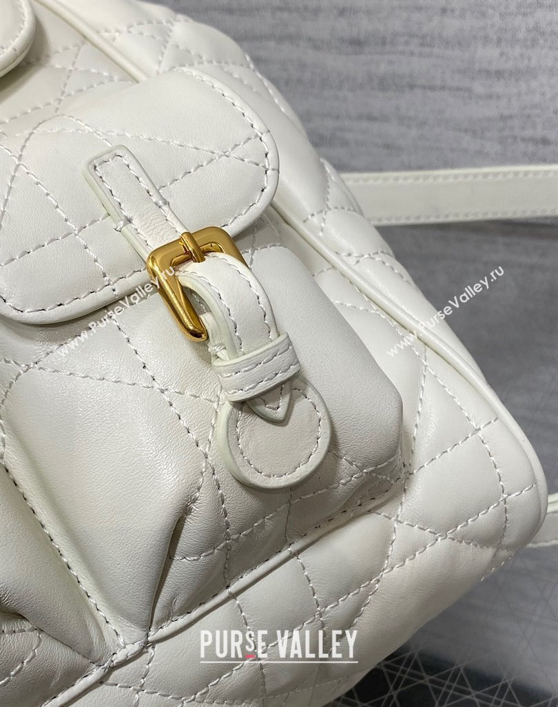 Dior Medium Dior Caro Backpack Bag in Macrocannage Lambskin White 2024 (XXG-241101010)