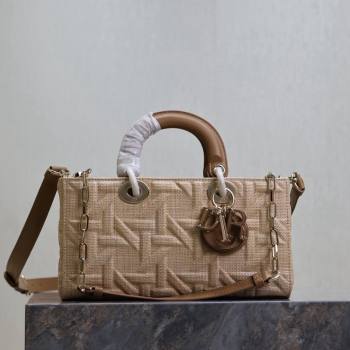 Dior Medium Lady Dior Bag in Beige Graphic Cannage Raffia Straw 2024 M0613 (BF-241101034)