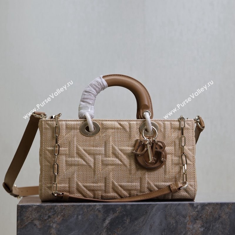 Dior Medium Lady Dior Bag in Beige Graphic Cannage Raffia Straw 2024 M0613 (BF-241101034)