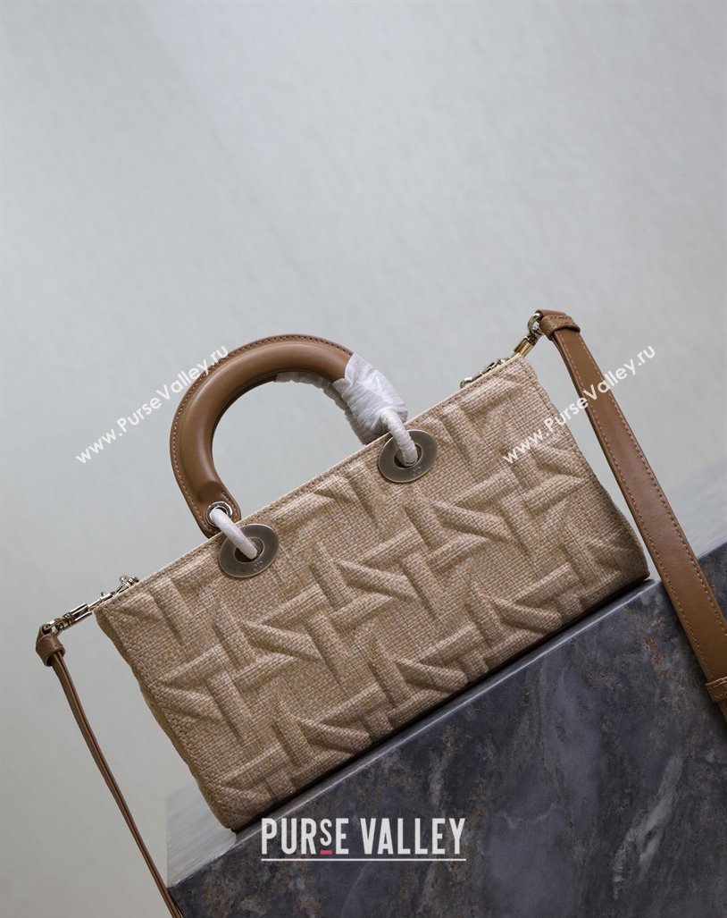 Dior Medium Lady Dior Bag in Beige Graphic Cannage Raffia Straw 2024 M0613 (BF-241101034)