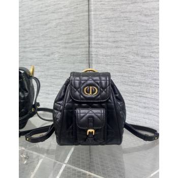 Dior Small Dior Caro Backpack Bag in Macrocannage Lambskin Black 2024 (XXG-241101001)