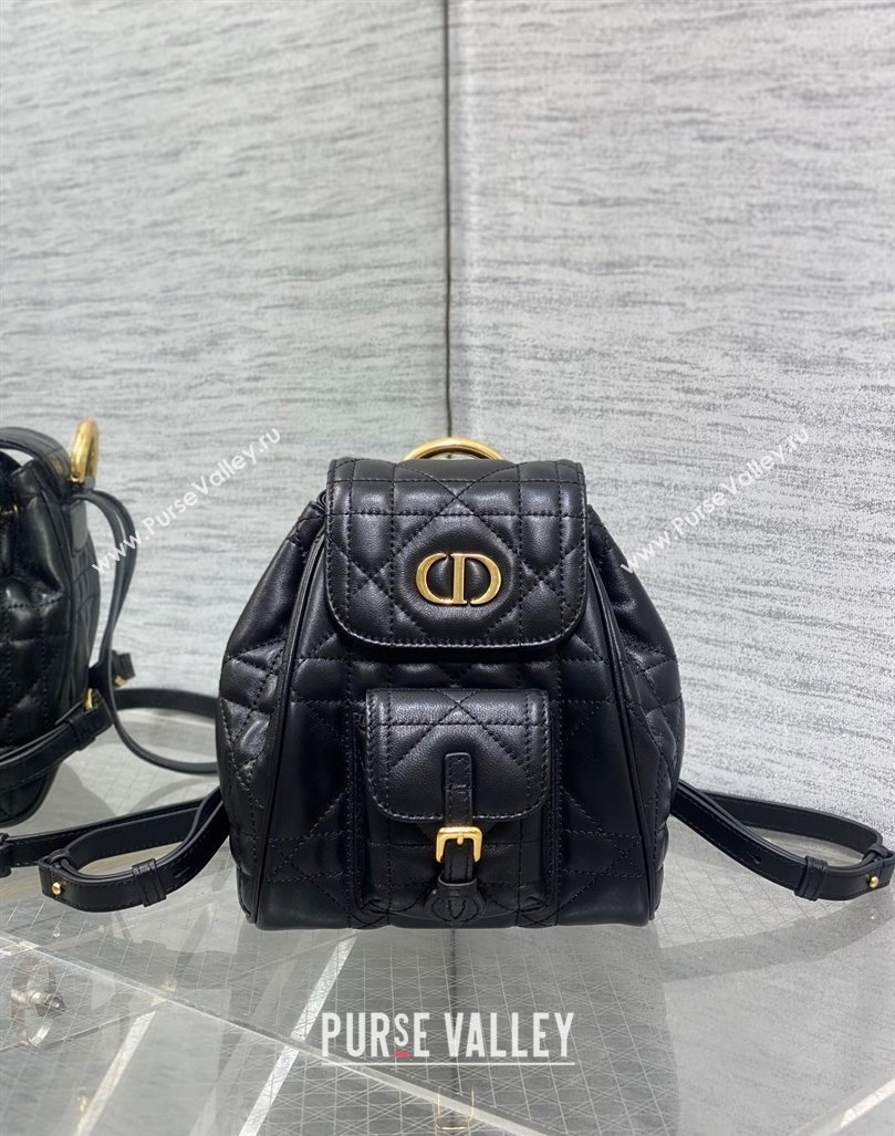 Dior Small Dior Caro Backpack Bag in Macrocannage Lambskin Black 2024 (XXG-241101001)