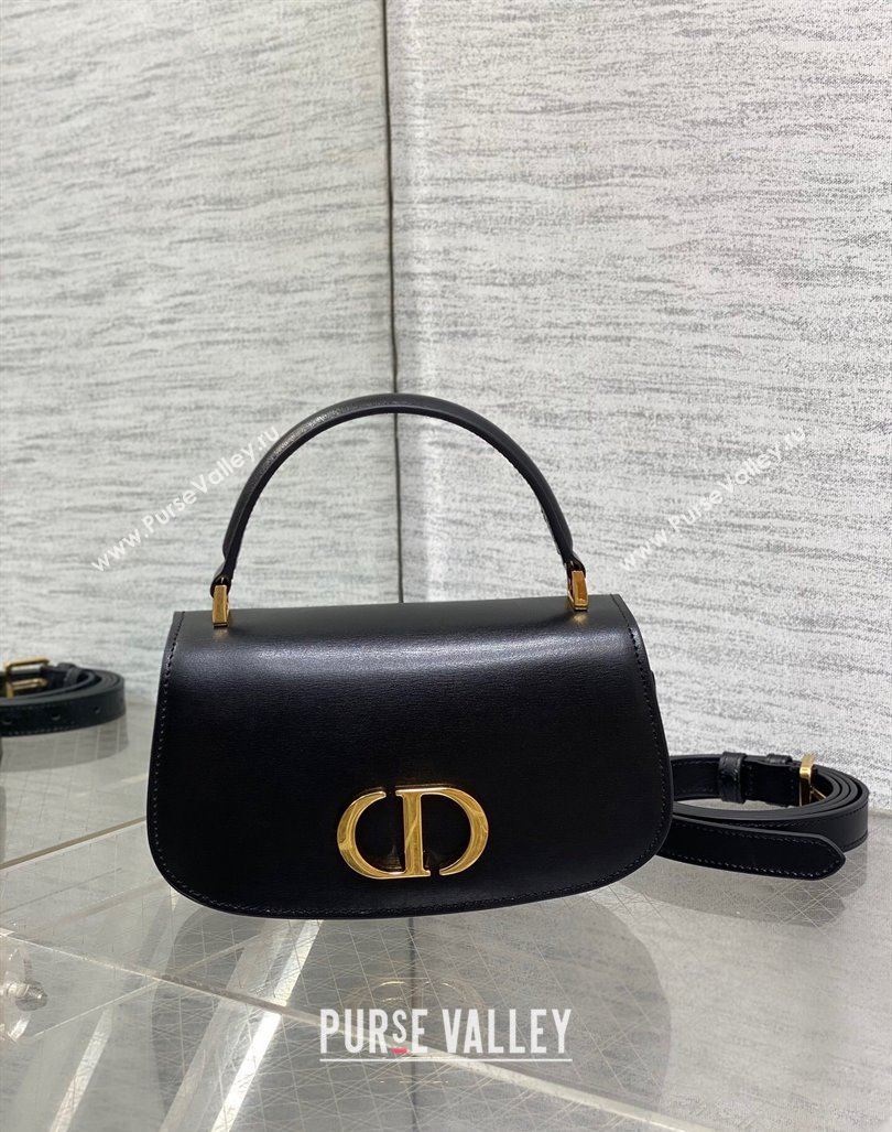 Dior Small 30 Montaigne Avenue Top Handle Bag in Ribbed Calfskin Black 2024 6530 (XXG-241101018)