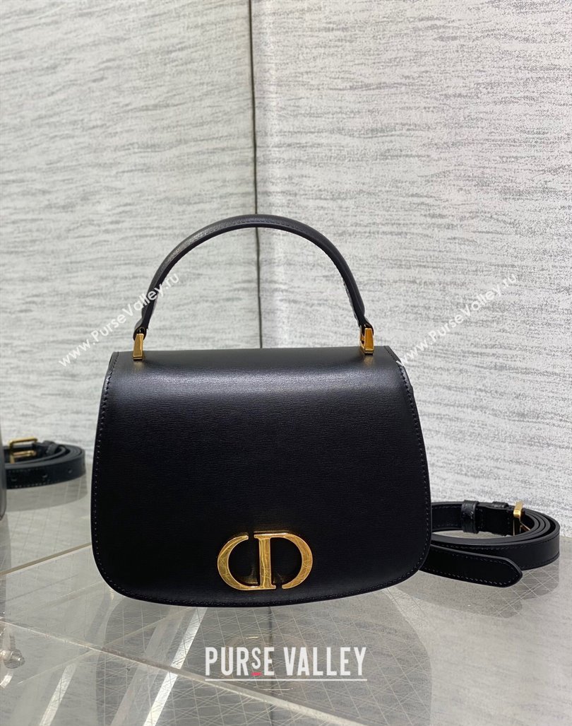 Dior Medium 30 Montaigne Avenue Top Handle Bag in Ribbed Calfskin Black 2024 6531 (XXG-241101022)