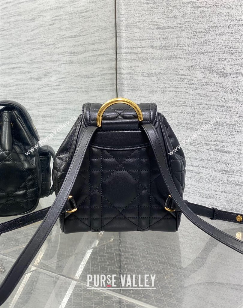 Dior Small Dior Caro Backpack Bag in Macrocannage Lambskin Black 2024 (XXG-241101001)