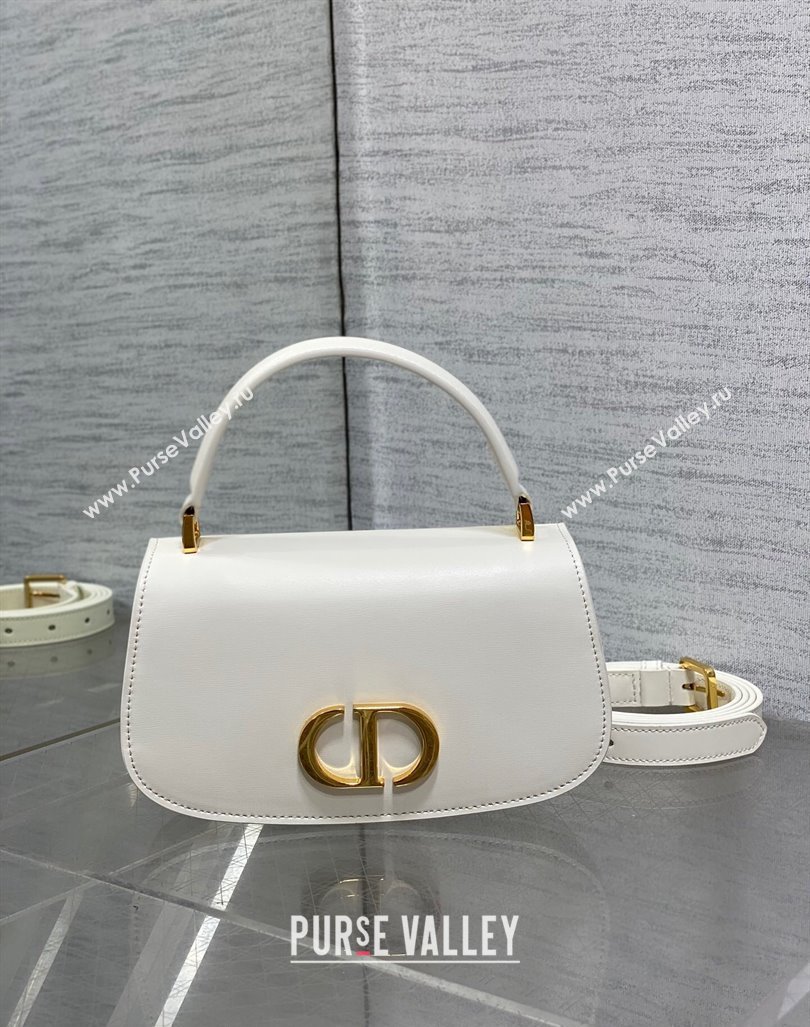 Dior Small 30 Montaigne Avenue Top Handle Bag in Ribbed Calfskin White 2024 6530 (XXG-241101020)