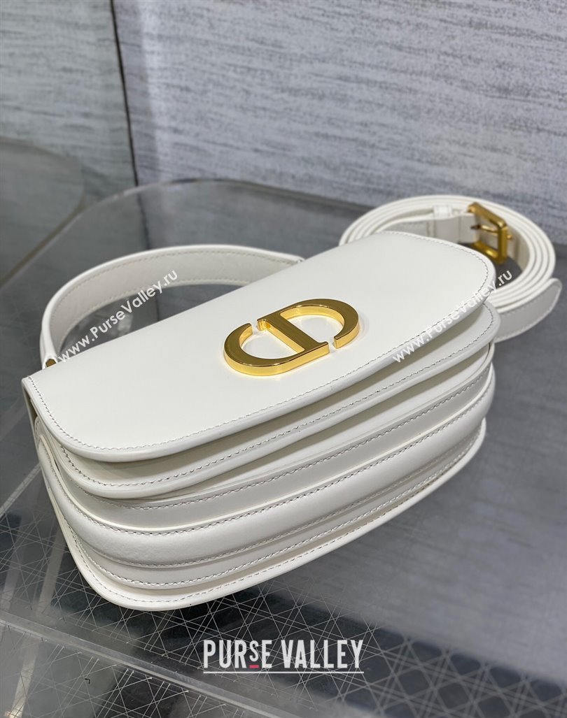 Dior Small 30 Montaigne Avenue Top Handle Bag in Ribbed Calfskin White 2024 6530 (XXG-241101020)