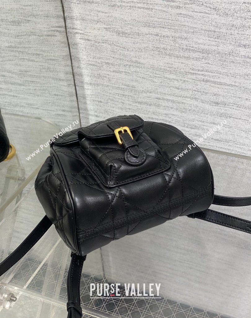 Dior Small Dior Caro Backpack Bag in Macrocannage Lambskin Black 2024 (XXG-241101001)