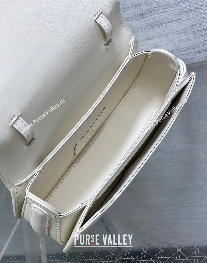 Dior Small 30 Montaigne Avenue Top Handle Bag in Ribbed Calfskin White 2024 6530 (XXG-241101020)