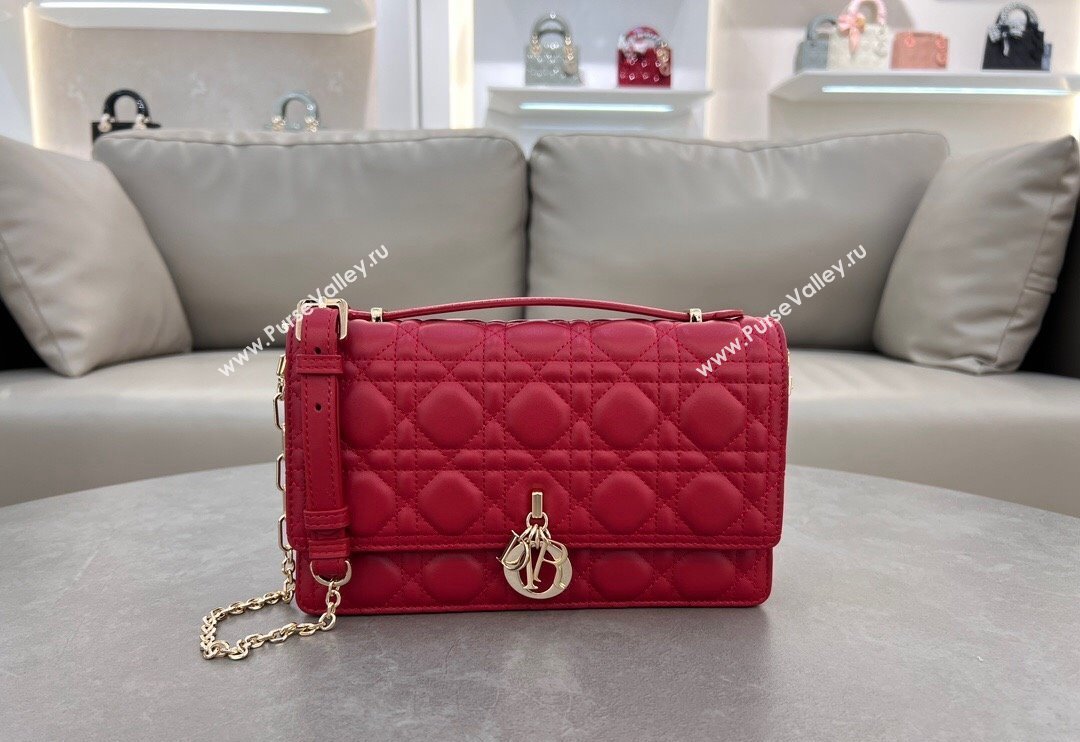 Dior My Dior Top Handle Bag in Cannage Lambskin Red 2024 0997 (BF-241031079)