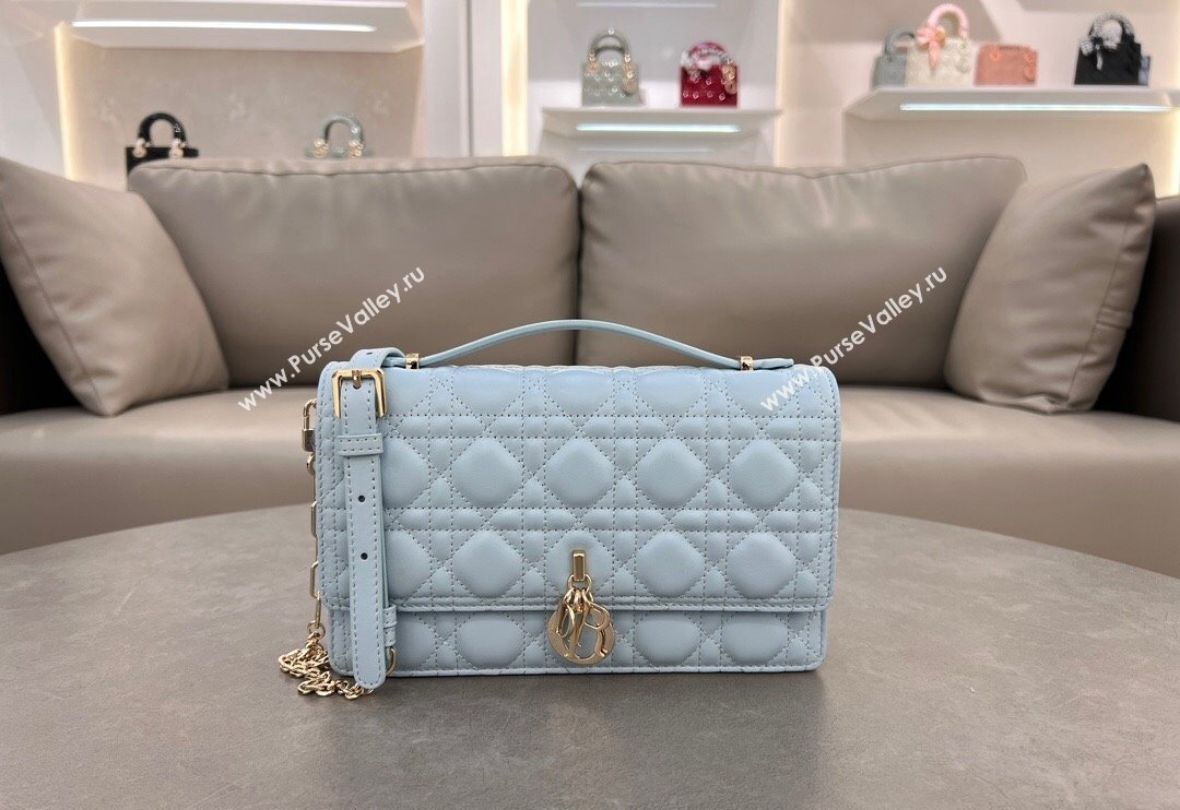 Dior My Dior Top Handle Bag in Cannage Lambskin Space Blue 2024 0997 (BF-241031080)