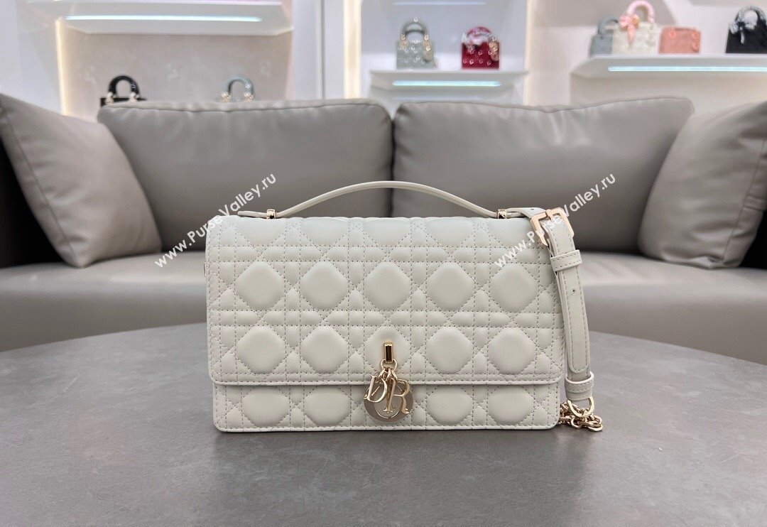 Dior My Dior Top Handle Bag in Cannage Lambskin White 2024 0997 (BF-241031081)