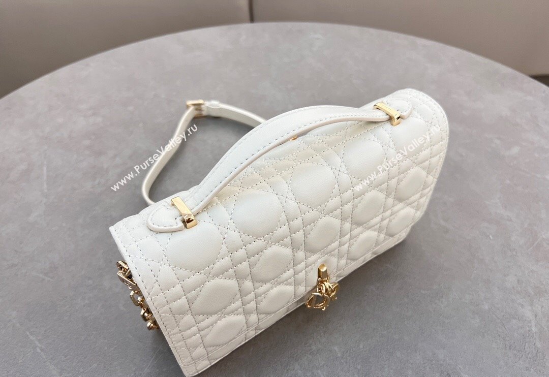 Dior My Dior Top Handle Bag in Cannage Lambskin White 2024 0997 (BF-241031081)