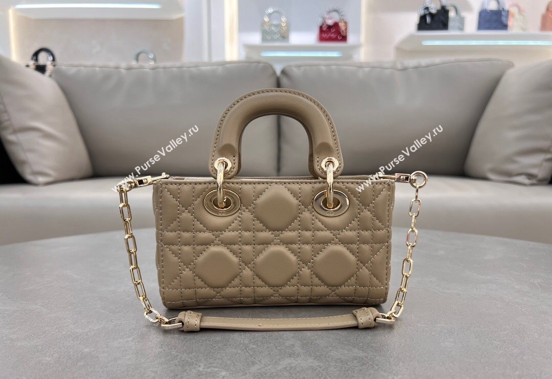 Dior Micro Lady D-Joy Bag in Cannage Lambskin Biscuits Beige 2024 S0910 (BF-241031096)