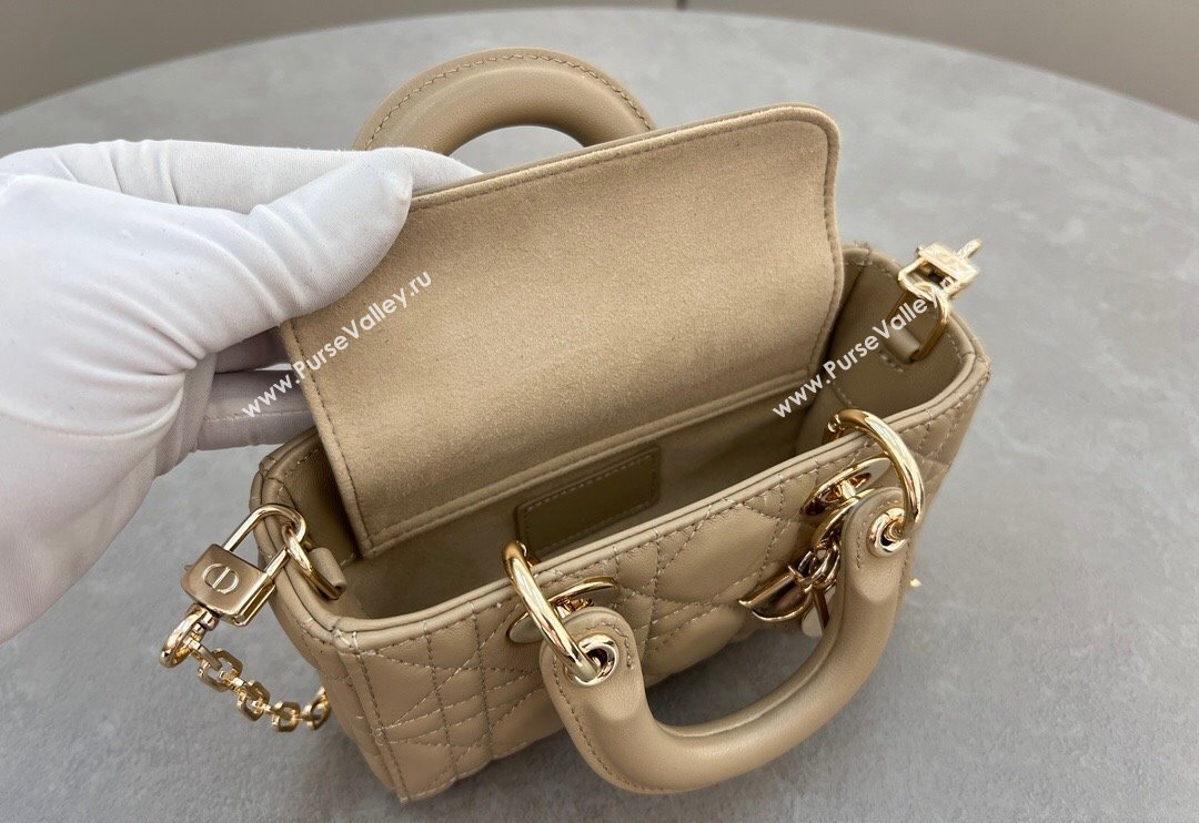 Dior Micro Lady D-Joy Bag in Cannage Lambskin Biscuits Beige 2024 S0910 (BF-241031096)