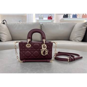 Dior Micro Lady D-Joy Bag in Cannage Lambskin Dark Burgundy 2024 S0910 (BF-241031097)