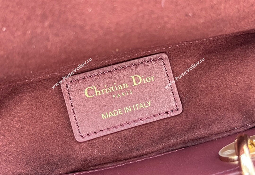 Dior Micro Lady D-Joy Bag in Cannage Lambskin Dark Burgundy 2024 S0910 (BF-241031097)