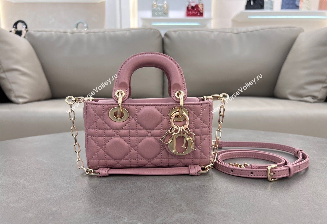 Dior Micro Lady D-Joy Bag in Cannage Lambskin Aged Pink 2024 S0910 (BF-241031098)