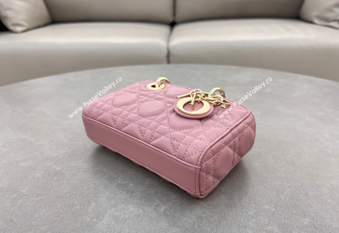 Dior Micro Lady D-Joy Bag in Cannage Lambskin Aged Pink 2024 S0910 (BF-241031098)