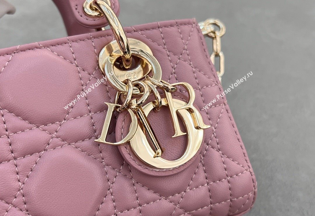 Dior Micro Lady D-Joy Bag in Cannage Lambskin Aged Pink 2024 S0910 (BF-241031098)