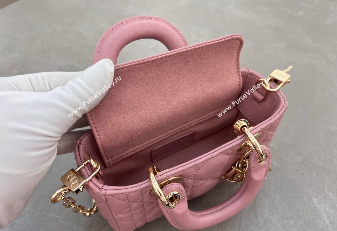 Dior Micro Lady D-Joy Bag in Cannage Lambskin Aged Pink 2024 S0910 (BF-241031098)