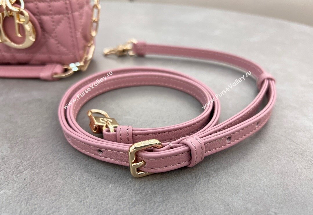 Dior Micro Lady D-Joy Bag in Cannage Lambskin Aged Pink 2024 S0910 (BF-241031098)