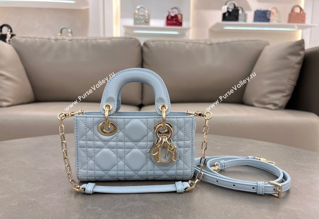 Dior Micro Lady D-Joy Bag in Cannage Lambskin Space Blue 2024 S0910 (BF-241031099)