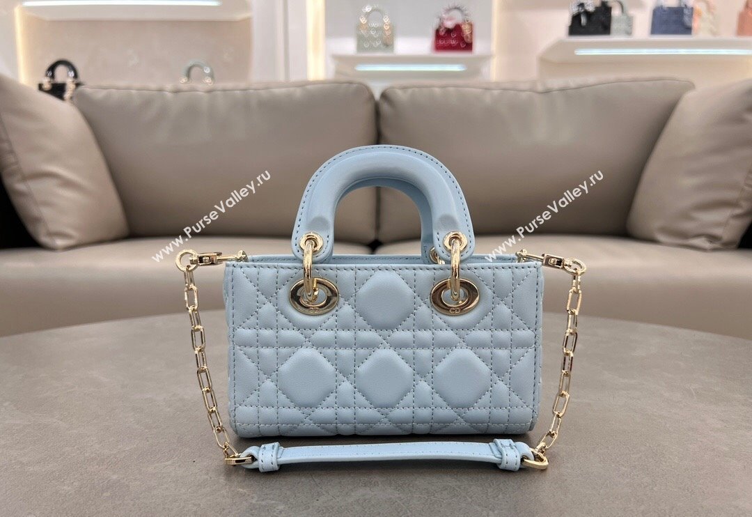 Dior Micro Lady D-Joy Bag in Cannage Lambskin Space Blue 2024 S0910 (BF-241031099)