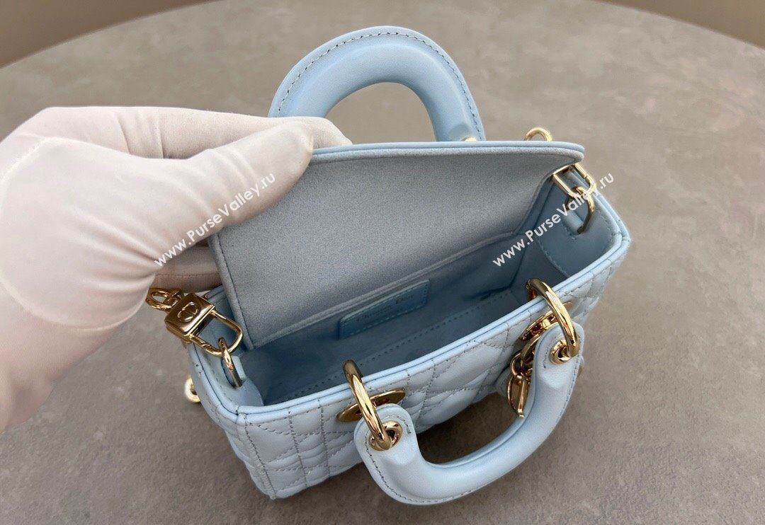 Dior Micro Lady D-Joy Bag in Cannage Lambskin Space Blue 2024 S0910 (BF-241031099)