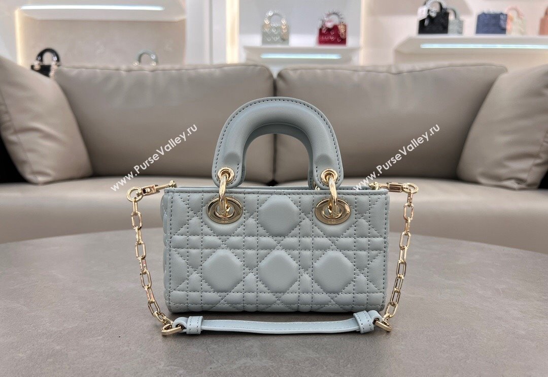 Dior Micro Lady D-Joy Bag in Cannage Lambskin Lake Blue 2024 S0910 (BF-241031100)