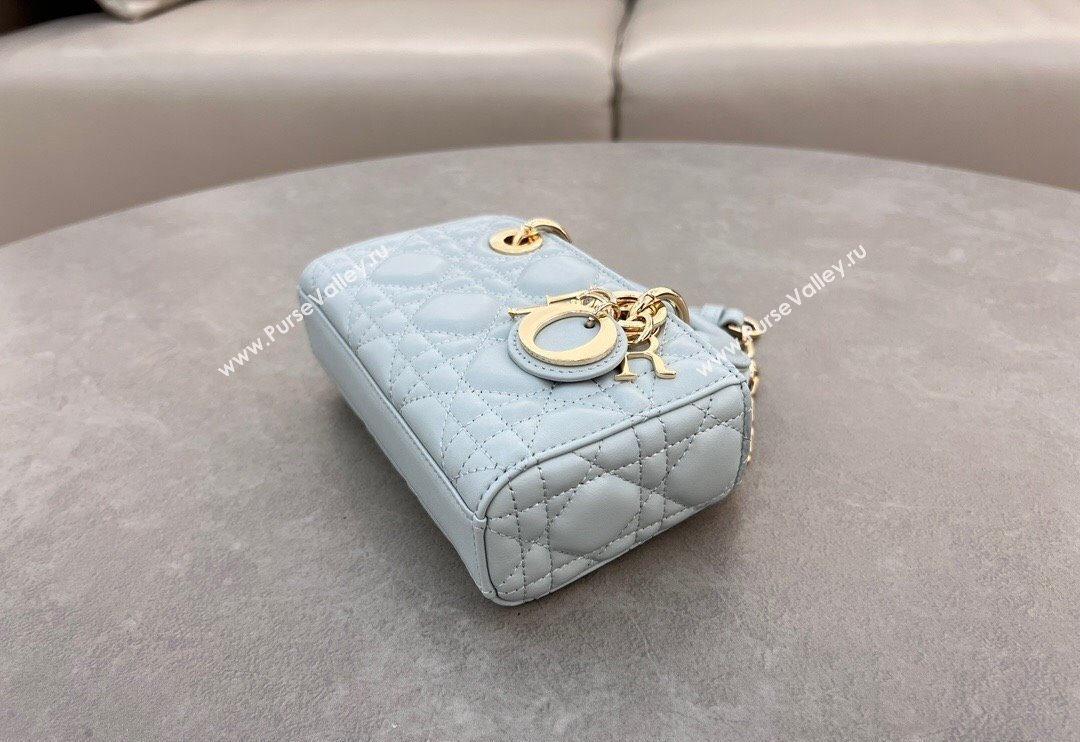 Dior Micro Lady D-Joy Bag in Cannage Lambskin Lake Blue 2024 S0910 (BF-241031100)