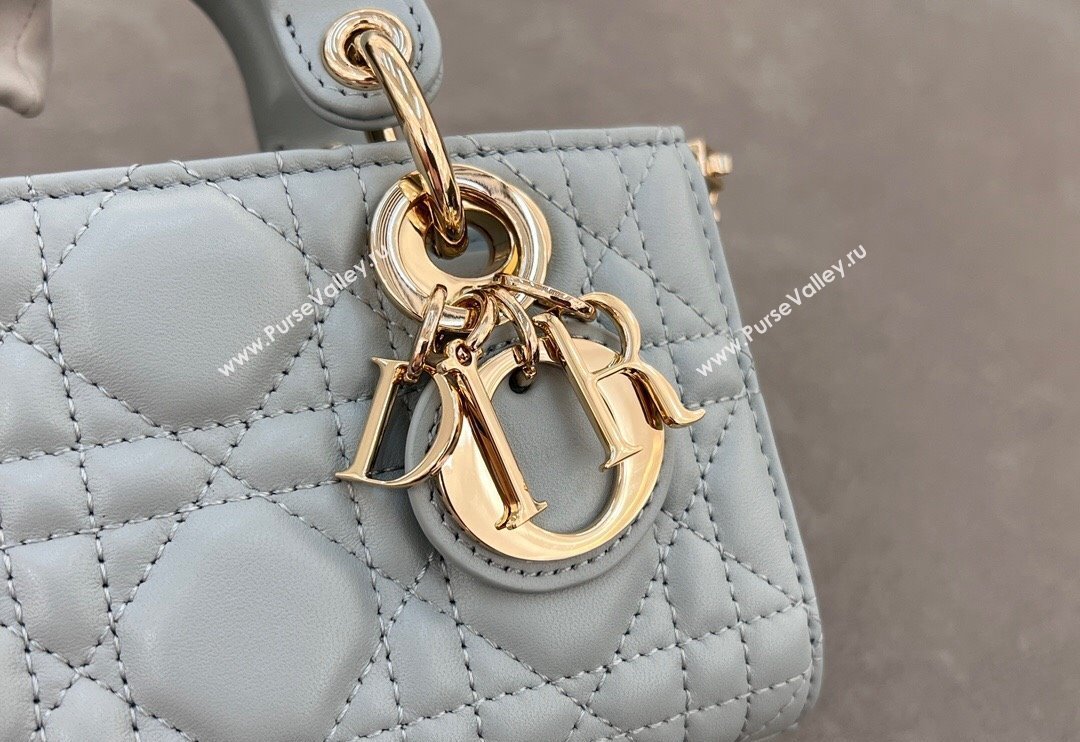 Dior Micro Lady D-Joy Bag in Cannage Lambskin Lake Blue 2024 S0910 (BF-241031100)