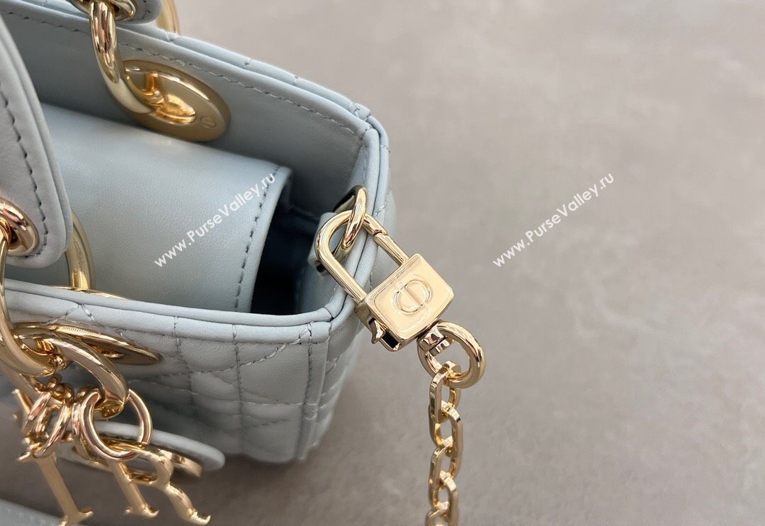 Dior Micro Lady D-Joy Bag in Cannage Lambskin Lake Blue 2024 S0910 (BF-241031100)