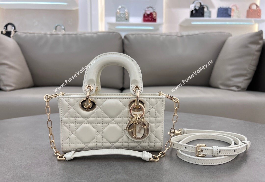 Dior Micro Lady D-Joy Bag in Cannage Lambskin White 2024 S0910 (BF-241031101)