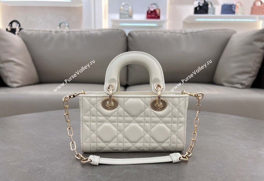 Dior Micro Lady D-Joy Bag in Cannage Lambskin White 2024 S0910 (BF-241031101)