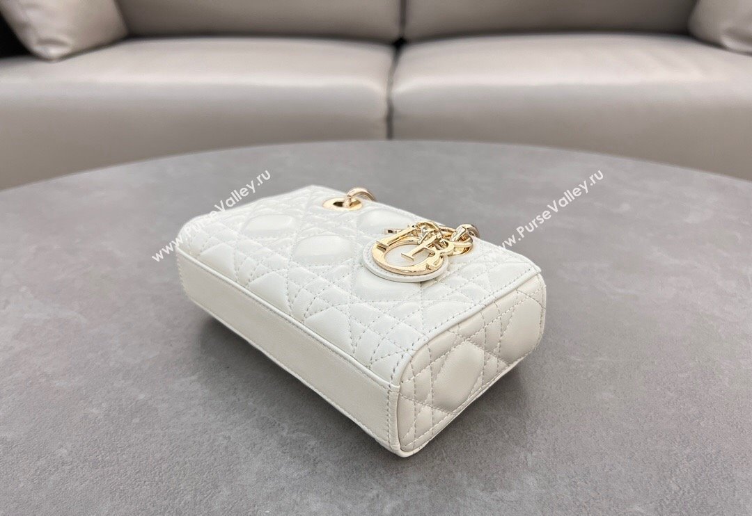 Dior Micro Lady D-Joy Bag in Cannage Lambskin White 2024 S0910 (BF-241031101)