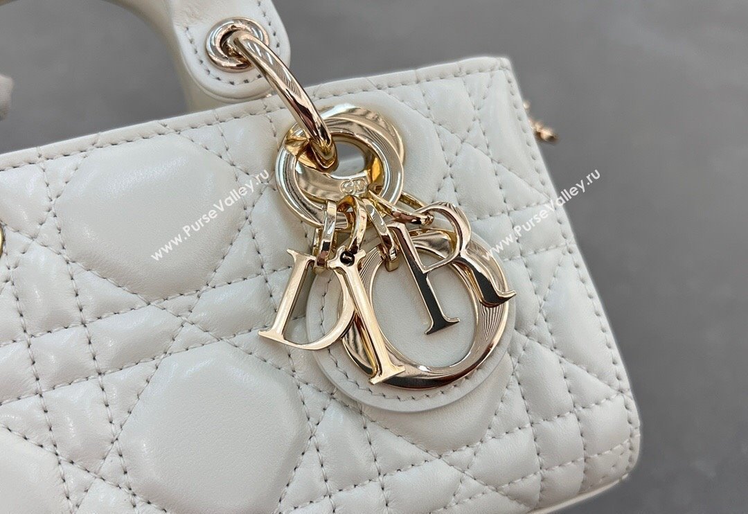 Dior Micro Lady D-Joy Bag in Cannage Lambskin White 2024 S0910 (BF-241031101)