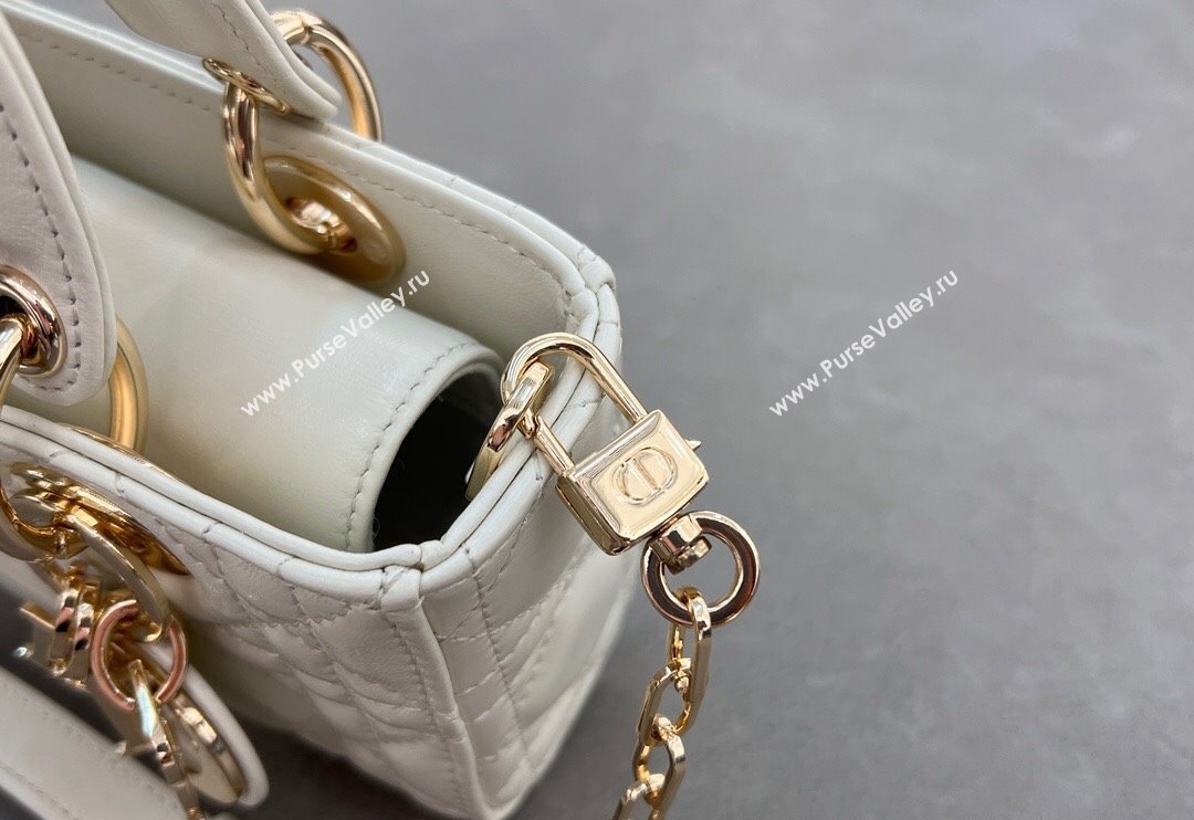 Dior Micro Lady D-Joy Bag in Cannage Lambskin White 2024 S0910 (BF-241031101)