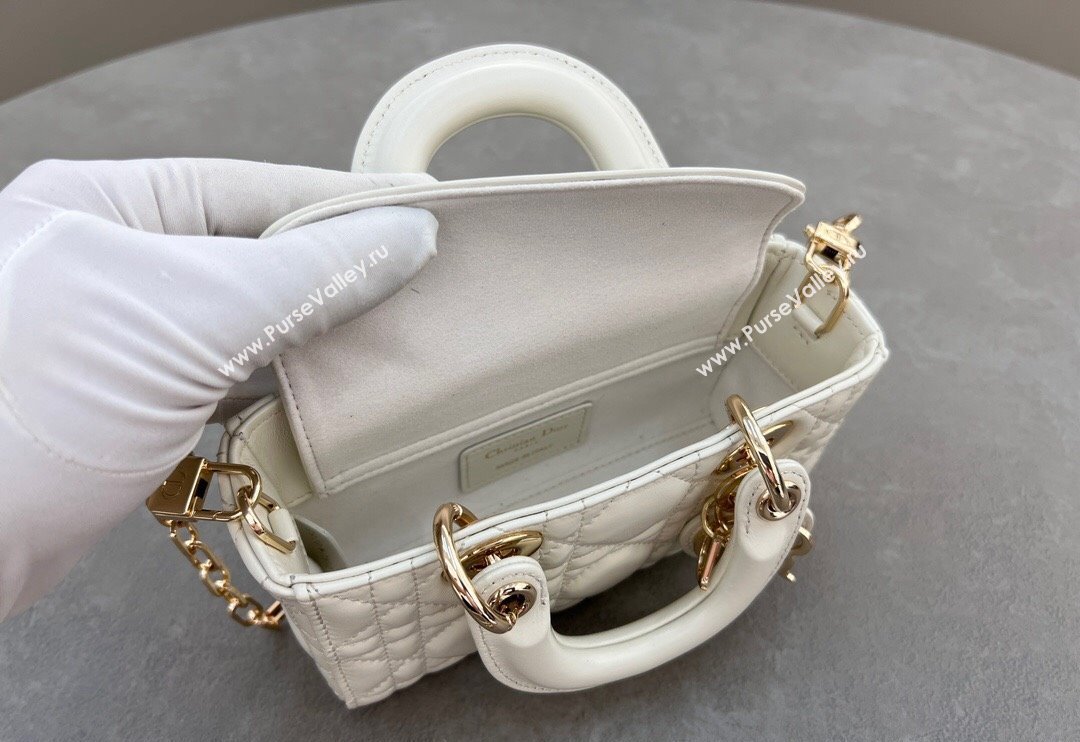 Dior Micro Lady D-Joy Bag in Cannage Lambskin White 2024 S0910 (BF-241031101)