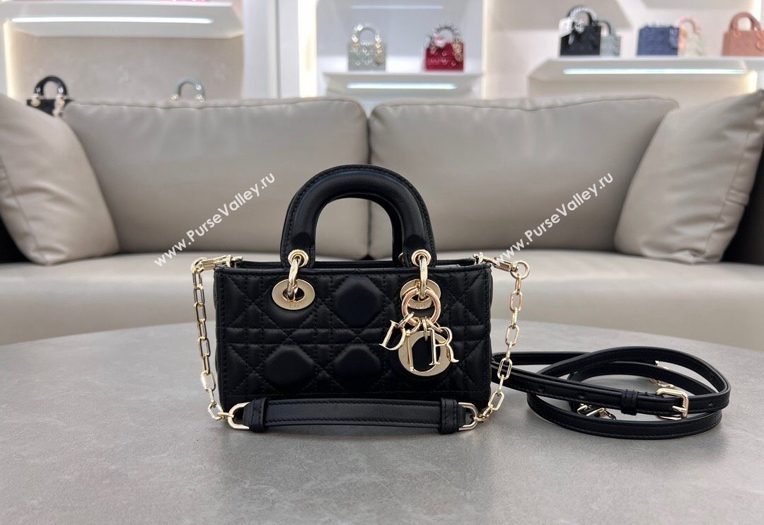 Dior Micro Lady D-Joy Bag in Cannage Lambskin Black 2024 S0910 (BF-241031102)