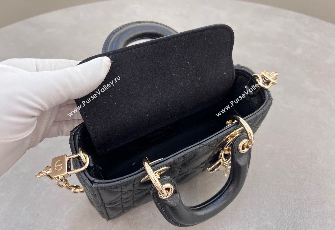 Dior Micro Lady D-Joy Bag in Cannage Lambskin Black 2024 S0910 (BF-241031102)