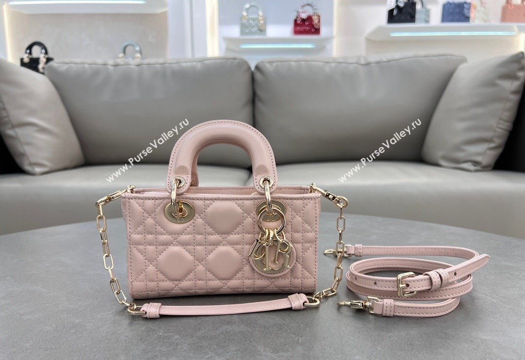 Dior Micro Lady D-Joy Bag in Cannage Lambskin Blush Pink 2024 S0910 (BF-241031103)