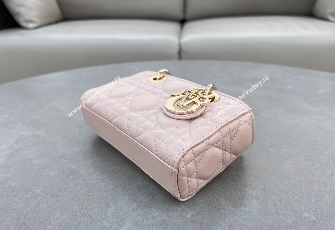 Dior Micro Lady D-Joy Bag in Cannage Lambskin Blush Pink 2024 S0910 (BF-241031103)