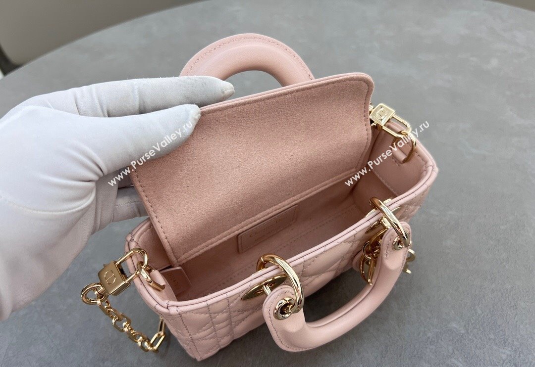 Dior Micro Lady D-Joy Bag in Cannage Lambskin Blush Pink 2024 S0910 (BF-241031103)