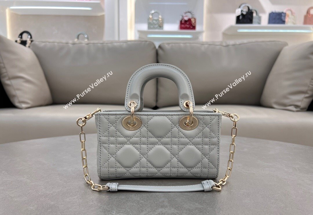 Dior Micro Lady D-Joy Bag in Cannage Lambskin Cloud Grey 2024 S0910 (BF-241031104)