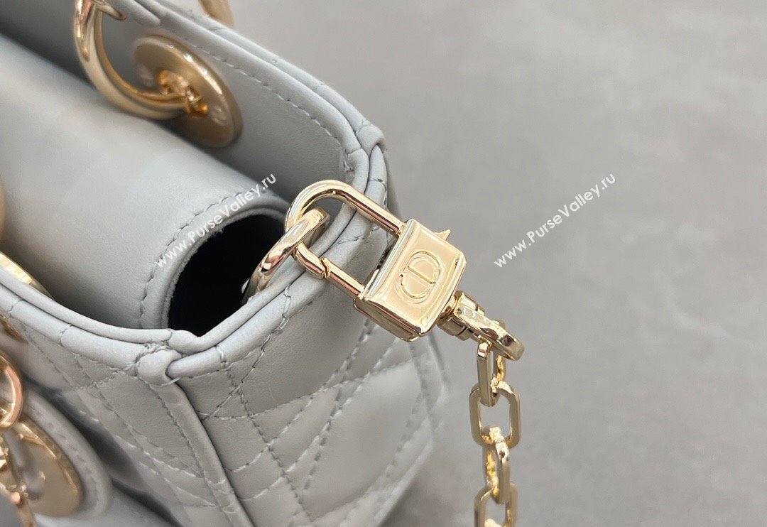 Dior Micro Lady D-Joy Bag in Cannage Lambskin Cloud Grey 2024 S0910 (BF-241031104)